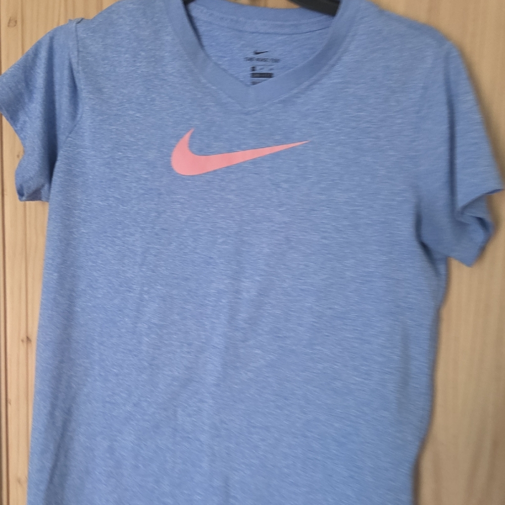 Nike Kids Blue T-Shirt with Pink Logo
